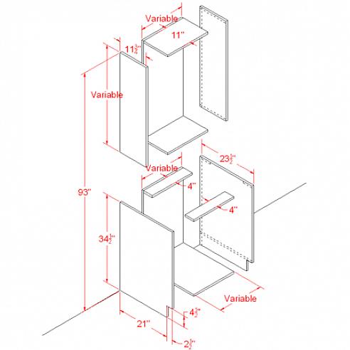Underskapets høyde, dybde og bredde