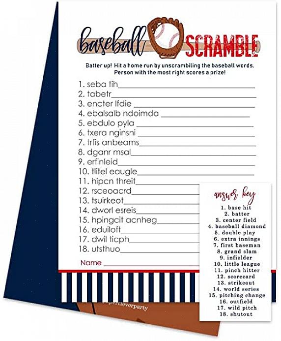 Rødt baby shower ord kryptering med et inkludert svarark