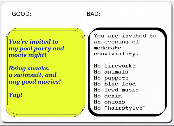 Kan du ta med anvisninger i konvolutten med invitasjonen