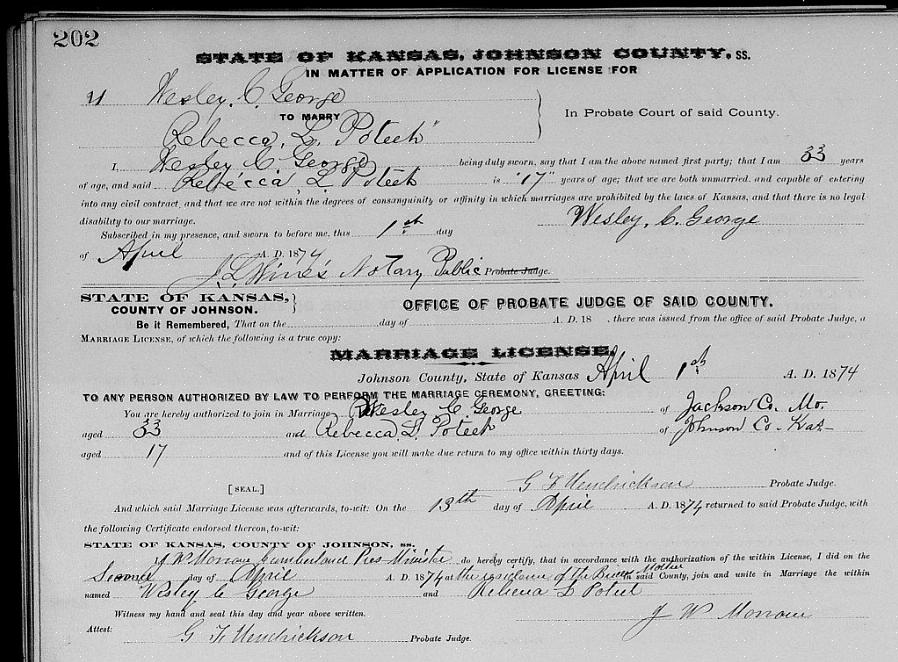 Å gifte seg i Kansas betyr at du må søke om ekteskapslisens gjennom fylkeskommunen