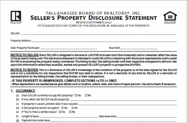 I de fleste stater er selgere pålagt å enten fylle ut dette skjemaet når de lister opp sitt hjem eller gir