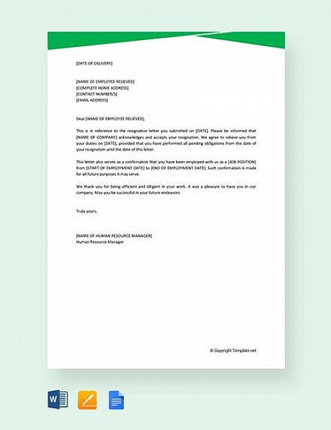 Gi ham et eksempel på ansettelsesbrev for å tilpasse